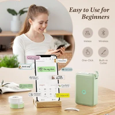 D110 0.5 Inch Label Printer with Tape- Green